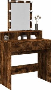 vidaXL Toaletka z oświetleniem LED, przydymiony dąb, 80x41x144,5 cm 4