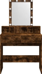 vidaXL Toaletka z oświetleniem LED, przydymiony dąb, 80x41x144,5 cm 5