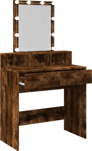 vidaXL Toaletka z oświetleniem LED, przydymiony dąb, 80x41x144,5 cm 8