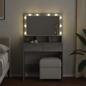 vidaXL Toaletka z oświetleniem LED, szary dąb sonoma, 80x41x134,5 cm 3
