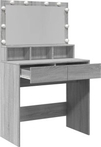 vidaXL Toaletka z oświetleniem LED, szary dąb sonoma, 80x41x134,5 cm 9