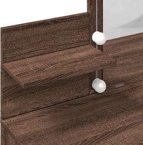 vidaXL Toaletka z oświetleniem LED, brązowy dąb, 100x40x130 cm 12