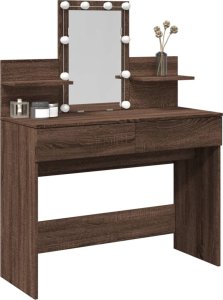 vidaXL Toaletka z oświetleniem LED, brązowy dąb, 100x40x130 cm 4