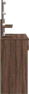 vidaXL Toaletka z oświetleniem LED, brązowy dąb, 100x40x130 cm 6