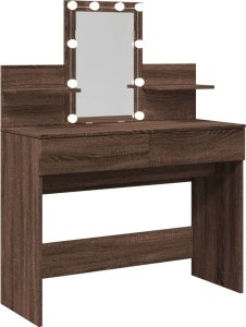 vidaXL Toaletka z oświetleniem LED, brązowy dąb, 100x40x130 cm 8