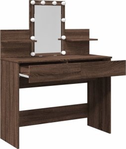 vidaXL Toaletka z oświetleniem LED, brązowy dąb, 100x40x130 cm 9