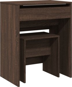 vidaXL Toaletka ze stołkiem, brązowy dąb, 60x40x113,5 cm 2