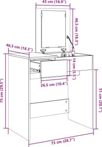 vidaXL Toaletka z lustrem, szarość betonu, 73x46,5x120 cm 11