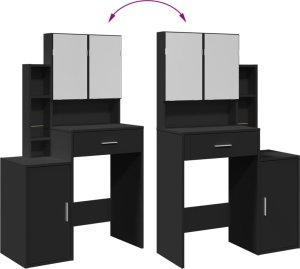 vidaXL Toaletka z szafką, czarna, 80x35x132 cm 9