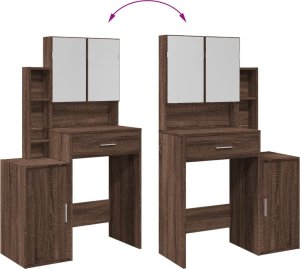 vidaXL Toaletka z szafką, brązowy dąb, 80x35x132 cm 9