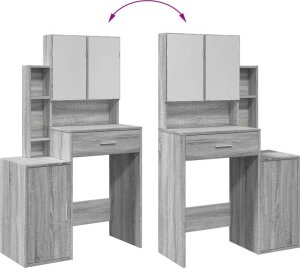 vidaXL Toaletka z szafką, szary dąb sonoma, 80x35x132 cm 9