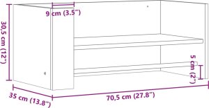 vidaXL Półka wisząca, biała, 70,5x35x30,5 cm, materiał drewnopochodny 8