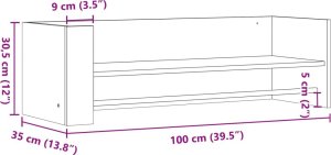 vidaXL Półka ścienna, biała, 100x35x30,5 cm, materiał drewnopochodny 8