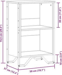 vidaXL Regał na książki, dąb sonoma, 50x31x74,5 cm 9