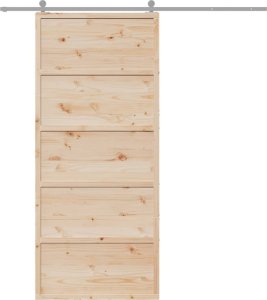 vidaXL Drzwi przesuwne, 90x208 cm, lite drewno sosnowe 3