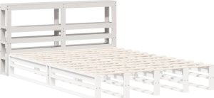 vidaXL Wezgłowie do łóżka, z półkami, białe, 140 cm, drewno sosnowe 4