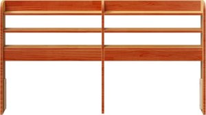 vidaXL Wezgłowie do łóżka, z półkami, woskowy brąz, 150 cm, sosnowe 3