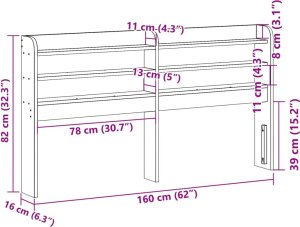 vidaXL Wezgłowie do łóżka, z półkami, woskowy brąz, 150 cm, sosnowe 9