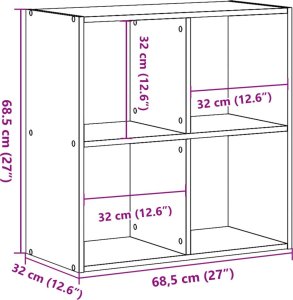vidaXL Regał, czarny, 68,5x32x68,5 cm 9