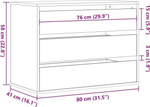 vidaXL Komoda, czarna, 80x41x58 cm, materiał drewnopochodny 10