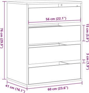 vidaXL Komoda, przydymiony dąb, 60x41x76 cm 10