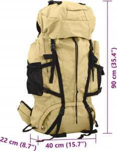 Plecak turystyczny vidaXL Plecak turystyczny, khaki, 100 L, tkanina Oxford 8
