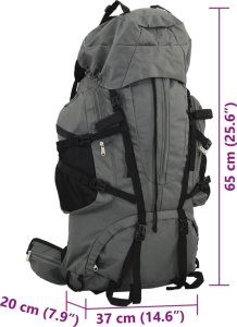 Plecak turystyczny vidaXL Plecak turystyczny, szary, 60 L, tkanina Oxford 8
