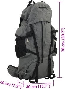 Plecak turystyczny vidaXL Plecak turystyczny, szary, 80 L, tkanina Oxford 8