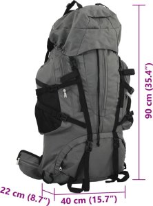 Plecak turystyczny vidaXL Plecak turystyczny, szary, 100 L, tkanina Oxford 8