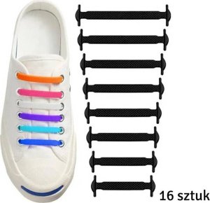 Aptel SZNUROWADŁA bez Konieczności Wiązania Silikonowe Sznurówki 8par czarne DA10A 2
