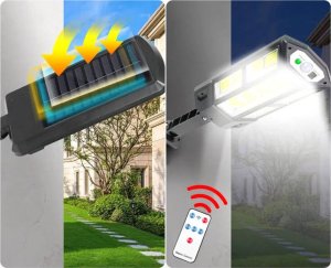 Aptel Wisząca LAMPA Solarna LED 300W natynkowa + pilot zdalnego sterowania ZD96 6