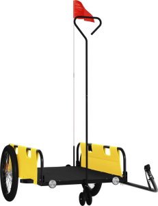 vidaXL Przyczepka rowerowa, żółto-czarna, tkanina Oxford i żelazo 2