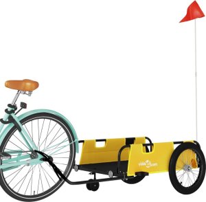 vidaXL Przyczepka rowerowa, żółto-czarna, tkanina Oxford i żelazo 3