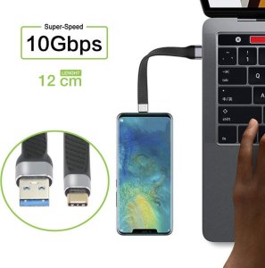 Kabel USB Techly USB-C - USB-C 0.12 m Czarny (ICOC USBC-FL-U322) 2