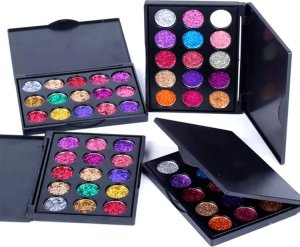 Aptel Błyszczące CIENIE do POWIEK Efekt Brokatu Paleta zest.15kolorów AG861A 4