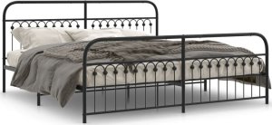 vidaXL VidaXL Metal Bed Frame with Headboard and Footboard Black 76"x79.9" King 1