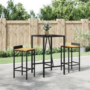 vidaXL VidaXL Bar Table with Glass Top Black 27.6"x27.6"x43.3" Poly Rattan 1