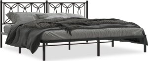 vidaXL VidaXL Metal Bed Frame with Headboard Black 76"x79.9" King 1