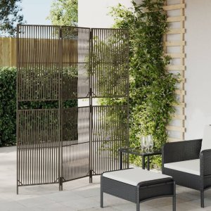 vidaXL VidaXL Room Divider 3 Panels Gray Poly Rattan 1