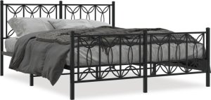 vidaXL VidaXL Metal Bed Frame with Headboard and Footboard Black 59.1"x78.7" 1