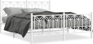 vidaXL VidaXL Metal Bed Frame with Headboard and Footboard White 59.1"x78.7" 1