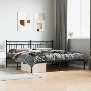 vidaXL VidaXL Metal Bed Frame with Headboard Black 72"x83.9" California King 1