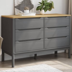 vidaXL VidaXL Chest of Drawers FLORO Gray Solid Wood Pine 1