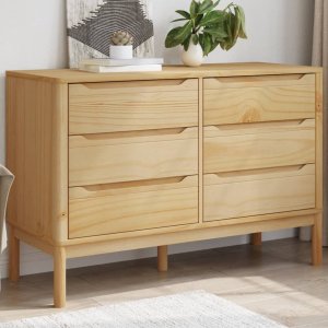 vidaXL VidaXL Chest of Drawers FLORO Wax Brown Solid Wood Pine 1