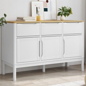 vidaXL VidaXL Sideboard FLORO White 44.9"x16.9"x29.1" Solid Wood Pine 1