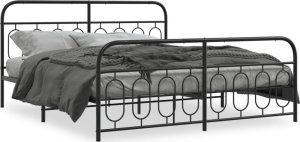 vidaXL VidaXL Metal Bed Frame with Headboard and Footboard Black 76"x79.9" King 1