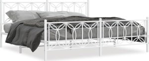 vidaXL VidaXL Metal Bed Frame with Headboard and Footboard White 76"x79.9" King 1