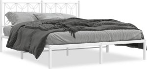 vidaXL VidaXL Metal Bed Frame with Headboard White 59.1"x78.7" 1