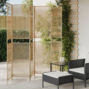 vidaXL VidaXL Room Divider 6 Panels Beige Poly Rattan 1