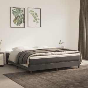 vidaXL VidaXL Box Spring Bed with Mattress Dark Gray 72"x83.9" California King Velvet 1